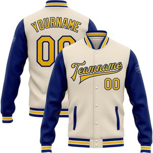 Custom Cream Baseball <b>Jacket</b> Personalized Varsity Letterman <b>Jacket</b> Stitched Name Number Unisex Adult Autumn Preppy Style - Product Image 1