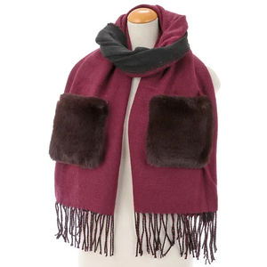 <b>Women's</b> warm thick winter tassel blank solid woven shawl <b>poncho</b> acrylic scarf with pockets - Product Image 4