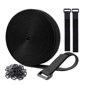 Bande Velcro fine noire en nylon réutilisable à maintien ultra-fort, à découper librement, avec adhésif sur le même côté - Product Image 1