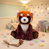 Peluche Panda Rouge Mignon et Moelleux, Jouet en Peluche Doux, Cadeau pour Enfants, Décoration d'Intérieur, Compagnon de Sommeil, Petit Oreiller en Peluche Panda