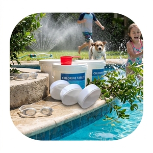 Nouvel arrivage : Comprimé <span class=keywords><strong>de</strong></span> traitement <span class=keywords><strong>de</strong></span> l'eau pour piscine, 3 pouces, 50 lb, blanc, pureté 99 %, à dissolution lente, <span class=keywords><strong>agent</strong></span> chimique auxiliaire - Product Image 1