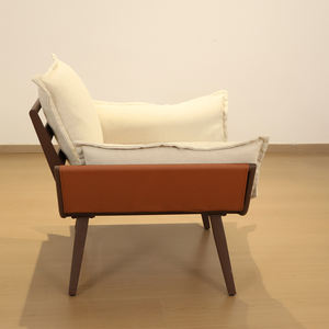 Design semplice soggiorno mobili stile minimalista divano set in legno massello poltrona singola con cuscino - Product Image 6