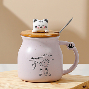 Venta caliente Linda <span class=keywords><strong>Taza</strong></span> <span class=keywords><strong>de</strong></span> cerámica <span class=keywords><strong>Kawaii</strong></span> rosa <span class=keywords><strong>de</strong></span> 350ml con tapa y cuchara para <span class=keywords><strong>taza</strong></span> <span class=keywords><strong>de</strong></span> té microondas y lavavajillas seguro lindo regalo <span class=keywords><strong>de</strong></span> negocios - Product Image 3