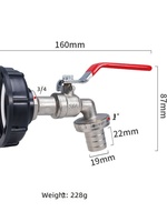 Adaptateur pour réservoir IBC S60x6 vers robinet de jardin en laiton de 3/4 pouce avec joint d'étanchéité pour conteneur IBC de 1000L