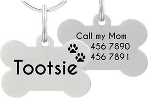 ID Tag Double Sided Laser In Acciaio Inox Pet Dog Tag per il Cane Nome Inciso e Personalizzato Forma di Osso e Rotondo A forma di - Product Image 5