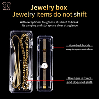 Boîte à bijoux carrée suspendue en plastique transparent de luxe, écologique, résistante aux chocs, 125x75x25mm, ETERNAL BLOOM
