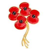 Bros Bunga Poppy Retro untuk Wanita dan Pria, Berbahan Alloy dengan Hiasan Berlian Imitasi, Pin untuk Mantel/Pakaian, Perhiasan