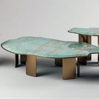 Meubles d'hôtel 5 étoiles haut de gamme, table basse moderne de luxe en pierre écologique, ensemble de table basse design pour villa, table irrégulière unique