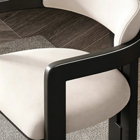 Chaise de salle à manger en bois massif, fauteuil d'appoint moderne avec coussin rembourré et accoudoirs courbes pour salle à manger et salon