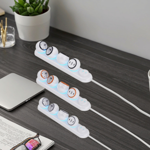 EU Standard 360 Degree Rotation Power Socket Strip 3 AC Outlets <b>with</b> Indicator <b>Light</b> Multi-Function Desk Socket Smart Home - Product Image 1