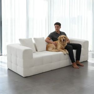 Sofá Moderno de Dos Plazas Tapizado en Terciopelo con Cojines de Chenilla y Reposabrazos Acolchados, Base Antideslizante - Product Image 3