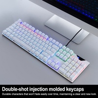 Clavier mécanique de jeu filaire USB Type-C HX-JX08 blanc 100 % 104 touches, rétroéclairage coloré, pour droitier, vente en gros usine