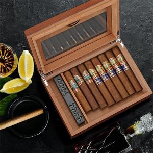 Humidor de Cigarros de Madera Maciza Rectangular Portátil con Tapa Transparente y Caja de Almacenamiento con Humidificador - Product Image 1