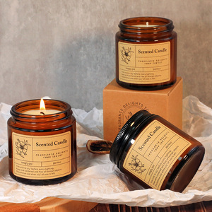Etiqueta personalizada ámbar marrón vela <span class=keywords><strong>de</strong></span> vidrio tarro velas perfumadas para marca propia - Product Image 5
