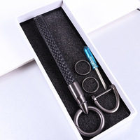 Porte-clés de voiture en alliage de zinc avec tête rotative en forme de balle, en cuir, pour hommes et femmes, portable, compact, durable, souvenir promotionnel