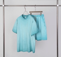 Ensemble décontracté vintage rétro pour homme, t-shirt et short en coton lavé épais