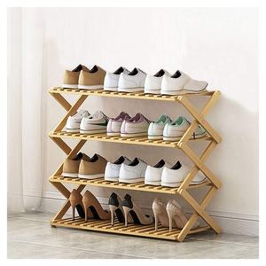 رف أحذية من الخيزران قابل للطي من Jiaxing 5 إطارات رف أحذية محمول - Product Image 4