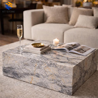 Table basse rectangulaire moderne de luxe personnalisée KT STONE en marbre noir naturel pour salon et moments de détente à la maison