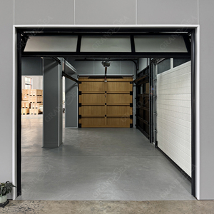 Portes de <span class=keywords><strong>garage</strong></span> résidentielles modernes en aluminium noir avec cadre en grille et verre dépoli, personnalisables, au meilleur prix de gros pour la maison - Product Image 6