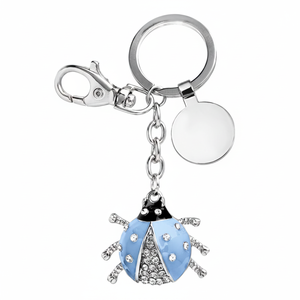 Portachiavi Ladybird con ciondolo in cristallo azzurro e clip in metallo per chiavi e accessori per borse - Product Image 2