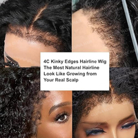 4C Edge Natural Hairline Short Bob Kinky Curly Cabello humano 13X6 HD Peluca frontal de encaje 360 Transparente HD Pelucas delanteras de encaje Cabello humano