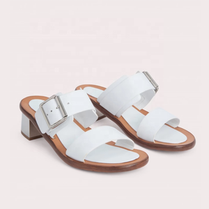 Women's Double Belt Buckles Sandals Open Square Toe on Shoes Low Chunky <b>Heels</b> Comfortable Slides Dress Mules - Product Image 5