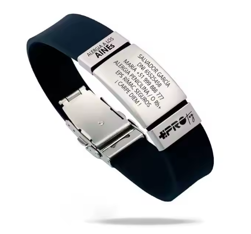 Women's Fashion Silicone Bracelet with Personality QR Code SOS Medical Alert Charm
