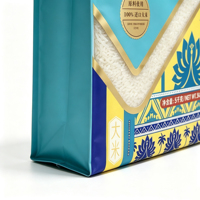 Sachet d'emballage en plastique laminé à fond plat imprimé sur mesure avec fenêtre transparente pour riz
