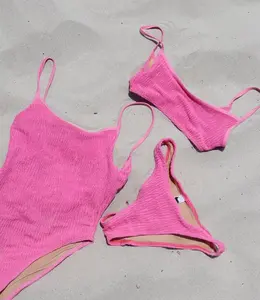 OEM design striped print fabric swimwear fitness tie up swimsuit material custom strapless bikini 2022