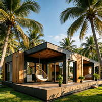 Maison préfabriquée en bois haut de gamme avec piscine, design moderne de toit plat, maison de luxe pour jardin, plage ou montagne