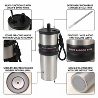 Vaso Térmico Personalizado al por Mayor de 24oz, Doble Pared, Acero Inoxidable 316, Aislamiento al Vacío, para Café Frío o Caliente, con Pajita, para Deportes y Gimnasio