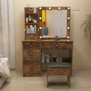 Table de maquillage moderne au design simple <span class=keywords><strong>Petite</strong></span> table de toilette pour meubles de chambre à coucher Coiffeuse de haute qualité bon marché avec lampe <span class=keywords><strong>Commode</strong></span> de rangement - Product Image 3