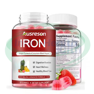 Gomitas de hierro Ausreson con vitamina C, A, B12, soporte de remolacha, suplemento de bisglicinato de hierro para la salud, gomitas rellenas - Product Image 1