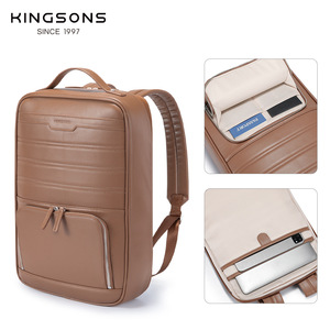 Kingsons Women's Backpack 20-35L Ultralight Durable Casual Travel Bag Solid Color Caramel Black Off White Blue - Product Image 3