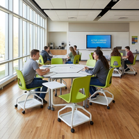 Chaises de formation pour salle de réunion, chaises ergonomiques pivotantes à roulettes pour étudiants avec rotation à 360°, tables et chaises mobiles pour salle de formation