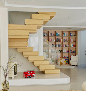 درج مكدس من الزجاج المقسى الخشب الصلب لوح فقي صخري رخامي درابزين الدرج مع مصباح ليد ستيرب قابل للتخصيص - Product Image 4