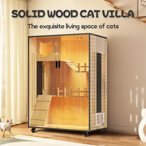 猫と小型犬のための大きなスペース卸売木製猫ケージCatioペットヴィラハウス