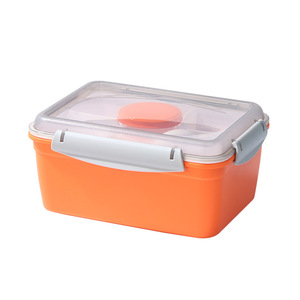 Lonchera de Plástico Redonda y Cuadrada con Compartimentos para Almacenar Ensaladas y Picnics, en Colores Azul, Verde y Naranja - Product Image 5