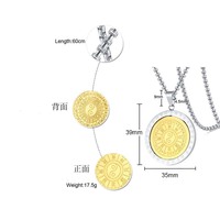 Pendentif en acier inoxydable rotatif créatif Zodiac Huit Trigrammes Gravé Spinning Round Plate Gossip Collier Esthétique Homme