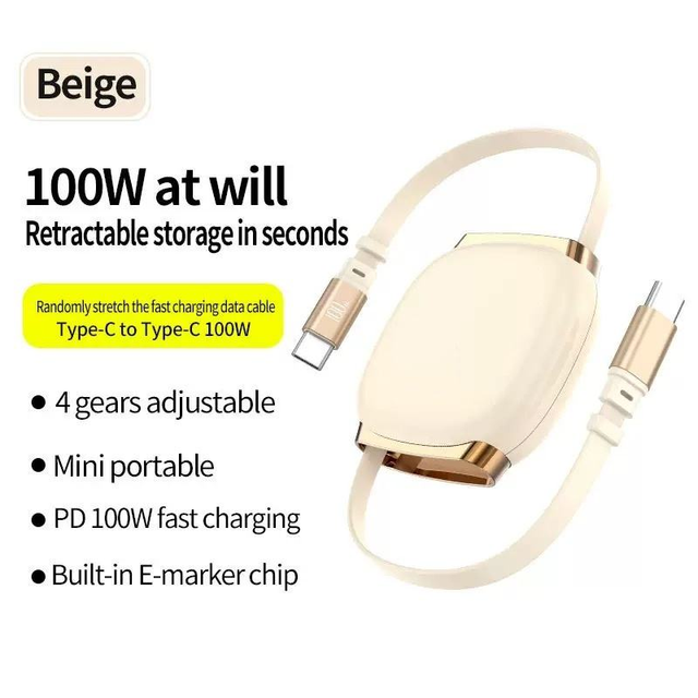100W PD Fast Charging Magnetic USB-C to USB-C Cable 1m TPE Jacket with Quick Charge Support for iPhone Mobile Phones
