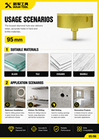 Foret diamanté pour céramique, porcelaine, marbre et granit - Scie cloche à mandrin SDS M14
