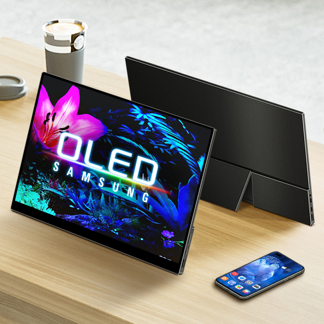 4K OLED IPS 13.3inch Touch Screen Gaming Office Portable Monitor with Anti-blue Light 100% DCI-P3 30-60Hz Refresh Rate