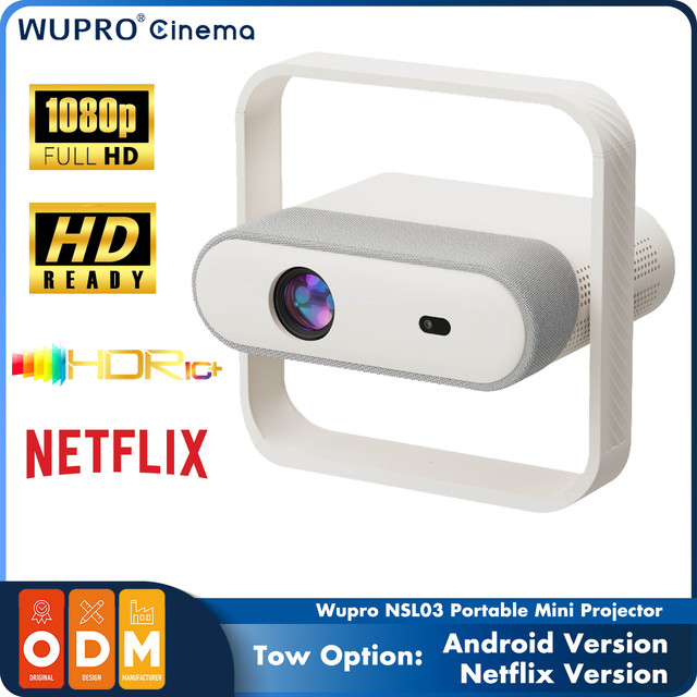 Dropshipping Wupro NSL03 Smart LCD Mini Projector 400ANSI Lumens HDR10+ HLG WiFi 6 BT5.4 Android Home Theater Portable Projector