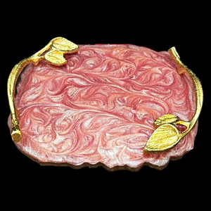 Assiette de présentation de luxe en résine irrégulière avec poignées en feuille d'or, design rectangulaire massif peint à la main pour les réceptions - Product Image 1