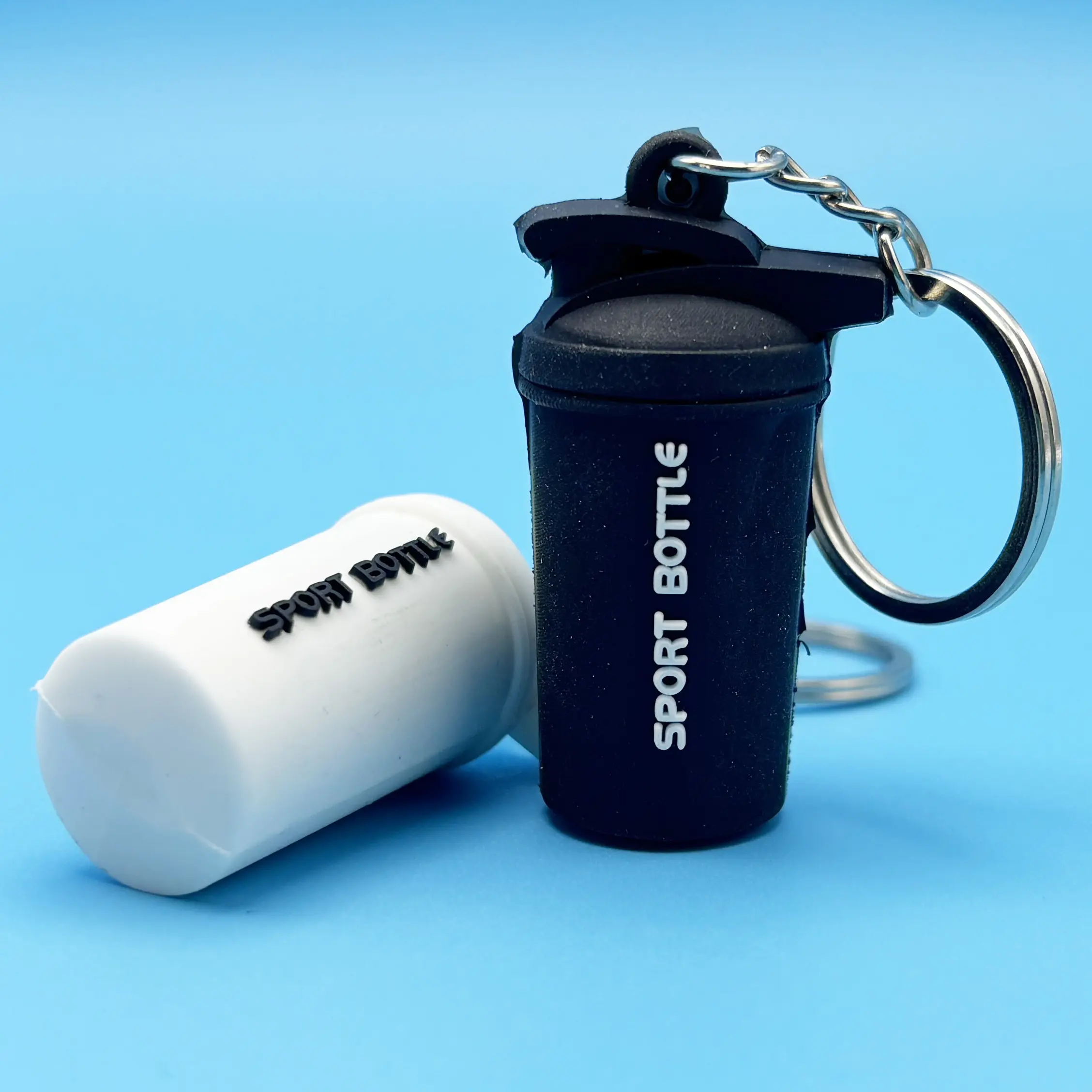 Sẵn sàng để tàu phòng tập thể dục thể thao chai 3D PVC Móc Chìa Khóa protein BỘT LẮC cup Keychain cao su Workout nâng lên thể dục móc khóa