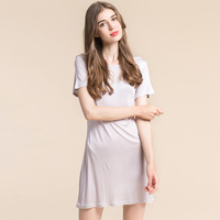 Robe de nuit en soie de mûrier mi-longue, design simple, en maille, pour l'été