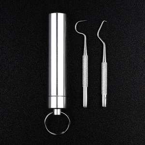 3件牙齿清洁工具包牙垢牙菌斑牙结石去除器不锈钢牙签牙齿清洁