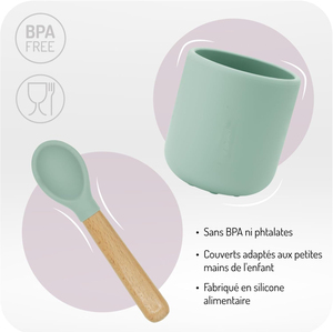 Ensemble d'alimentation pour bébé en silicone de qualité alimentaire sans BPA, non toxique, avec bavoir à ventouse, bol, assiette, compatible lave-vaisselle, motif animal - Product Image 2