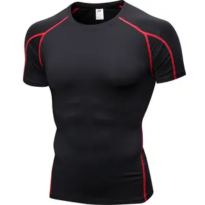 Groothandel Custom Logo Oem Fitness Compressie Mannen Slim Fit Sport Hardlopen Sport T-Shirt