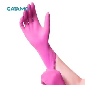 Gants d'inspection de sécurité sans poudre BSS007, rose, Aza, gants synthétiques jetables sans poudre, à base d'azote - Product Image 4